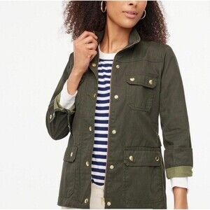 J. Crew Women’s Downtown Field Waxed Cotton Green Utility Jacket Small